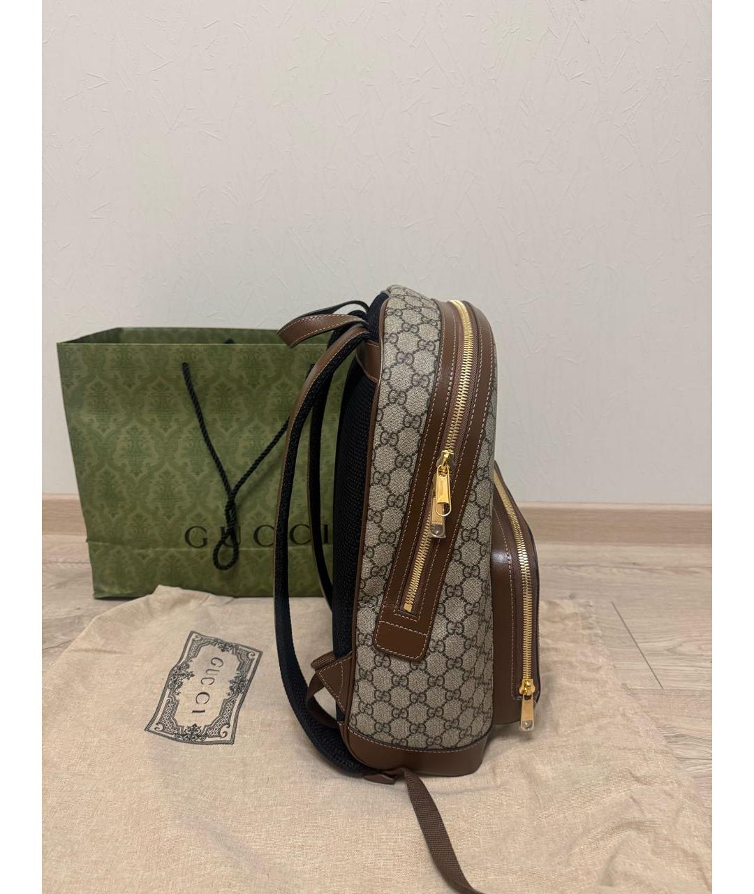 GUCCI Бежевый кожаный рюкзак, фото 2