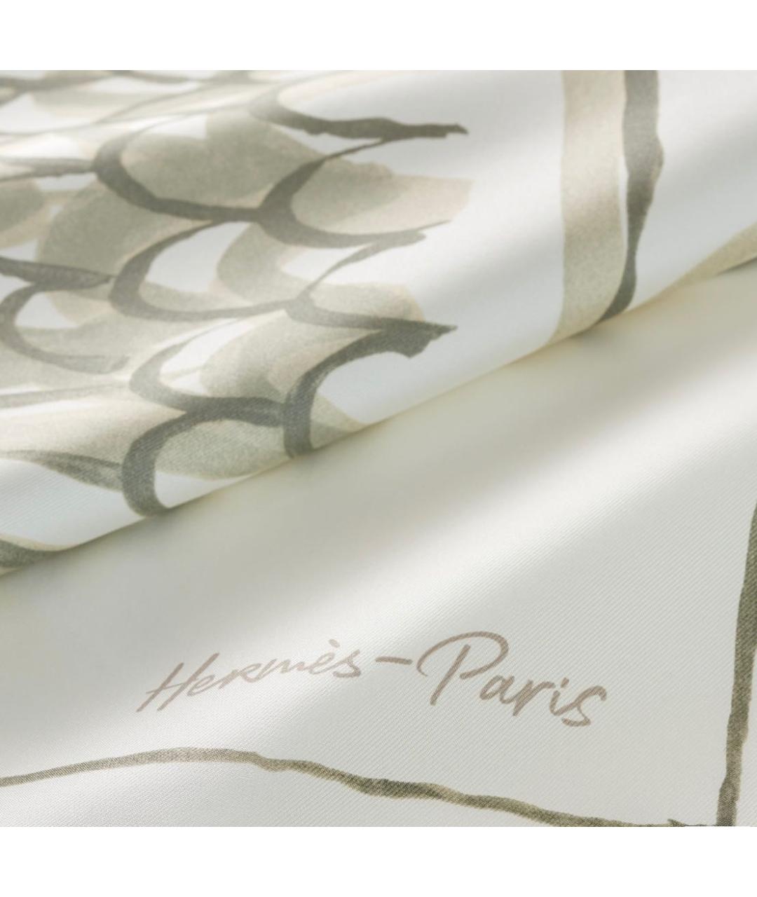 HERMES Белый шелковый платок, фото 3