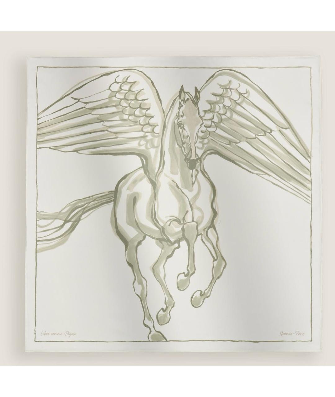 HERMES Белый шелковый платок, фото 4