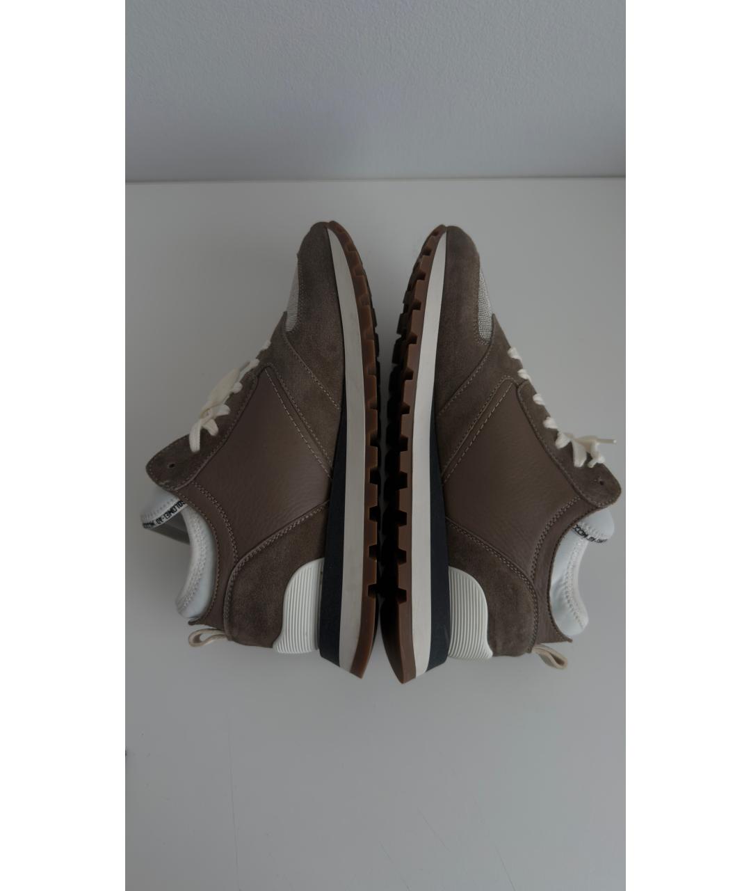 BRUNELLO CUCINELLI Коричневые кожаные кроссовки, фото 6