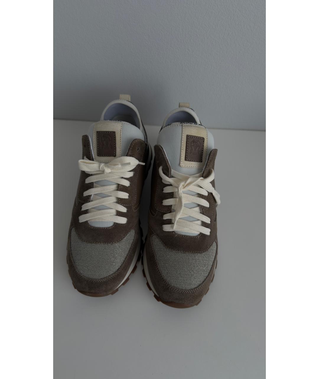 BRUNELLO CUCINELLI Коричневые кожаные кроссовки, фото 2
