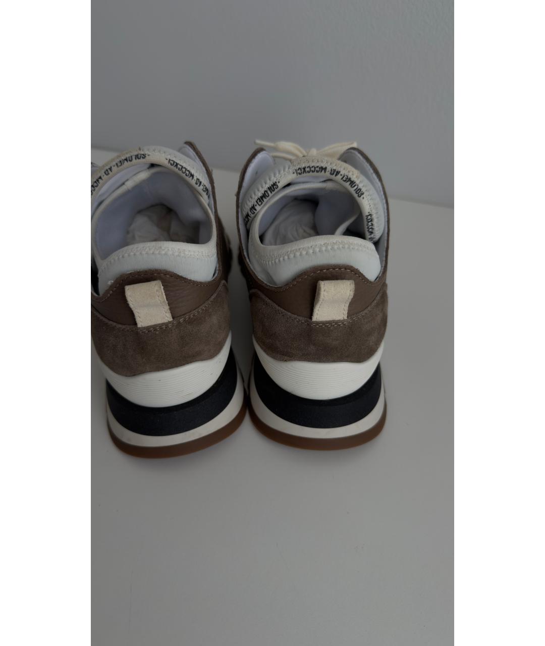 BRUNELLO CUCINELLI Коричневые кожаные кроссовки, фото 4