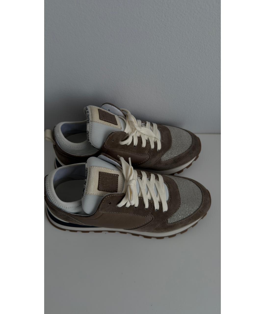 BRUNELLO CUCINELLI Коричневые кожаные кроссовки, фото 3