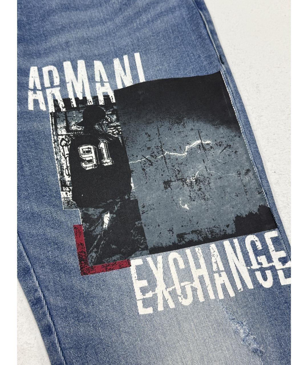 ARMANI EXCHANGE Голубые хлопко-эластановые прямые джинсы, фото 3