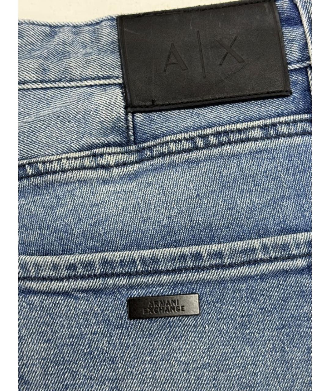 ARMANI EXCHANGE Голубые хлопко-эластановые прямые джинсы, фото 6