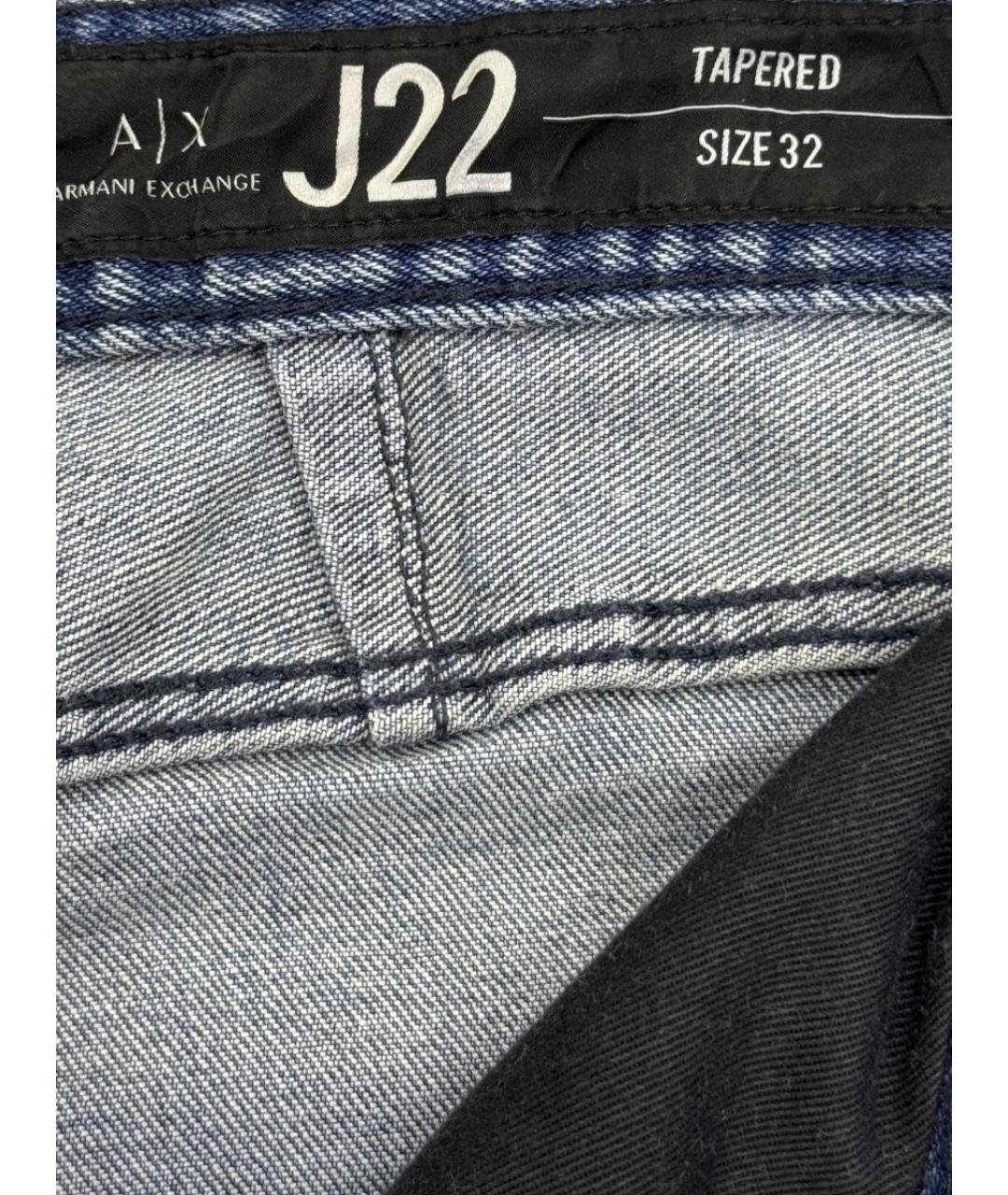 ARMANI EXCHANGE Голубые хлопко-эластановые прямые джинсы, фото 7