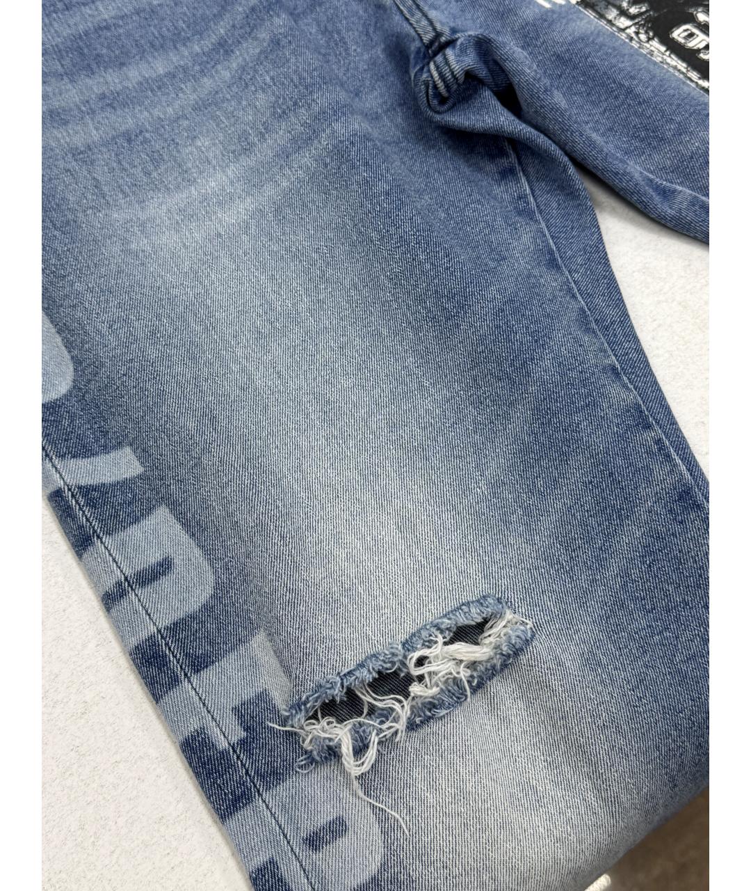 ARMANI EXCHANGE Голубые хлопко-эластановые прямые джинсы, фото 4