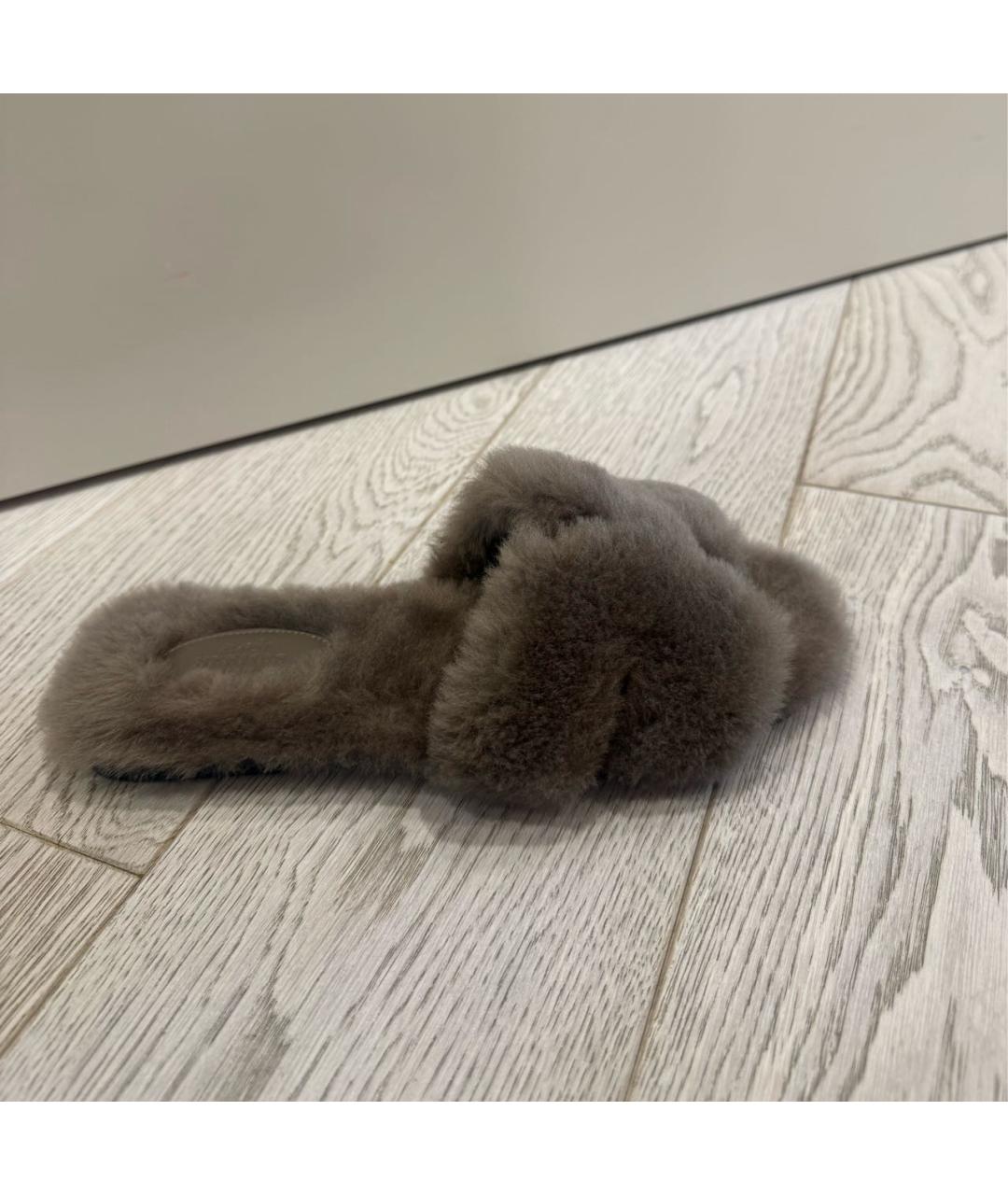 HERMES Коричневые шлепанцы, фото 7