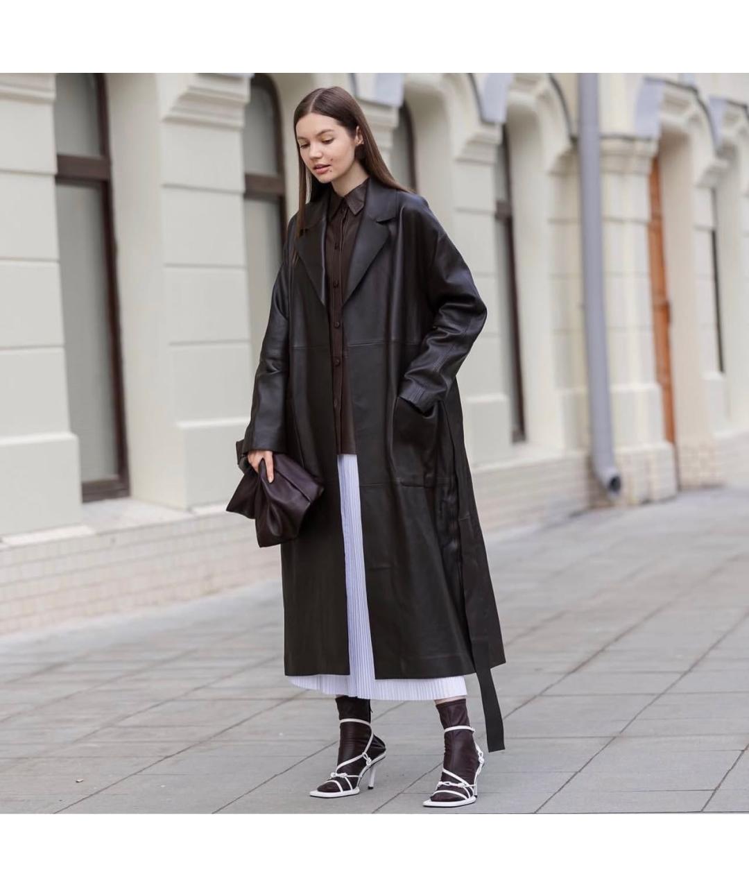 COS Бордовый кожаный тренч/плащ, фото 8