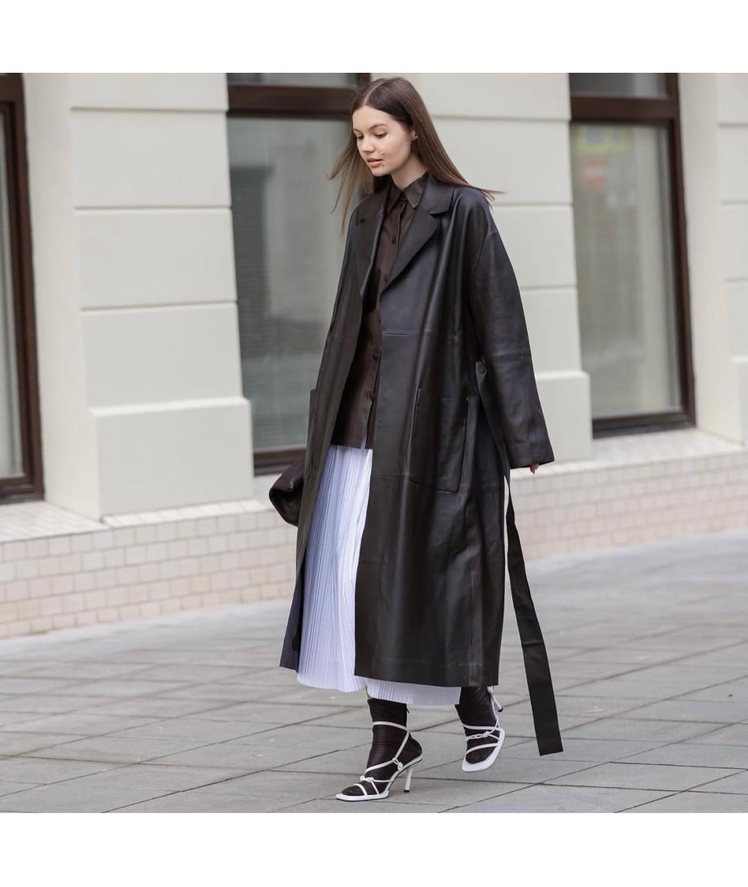 COS Бордовый кожаный тренч/плащ, фото 7