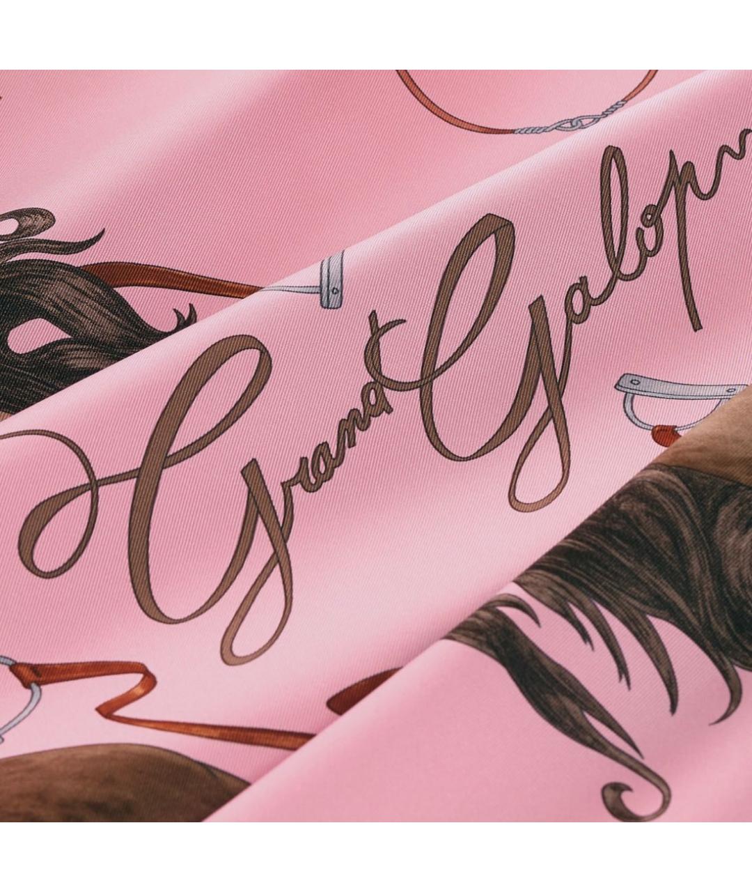 HERMES Розовый шелковый платок, фото 3