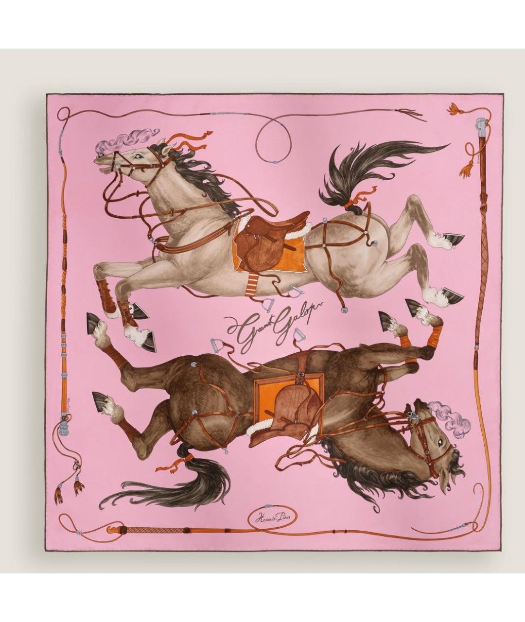 HERMES Розовый шелковый платок, фото 4