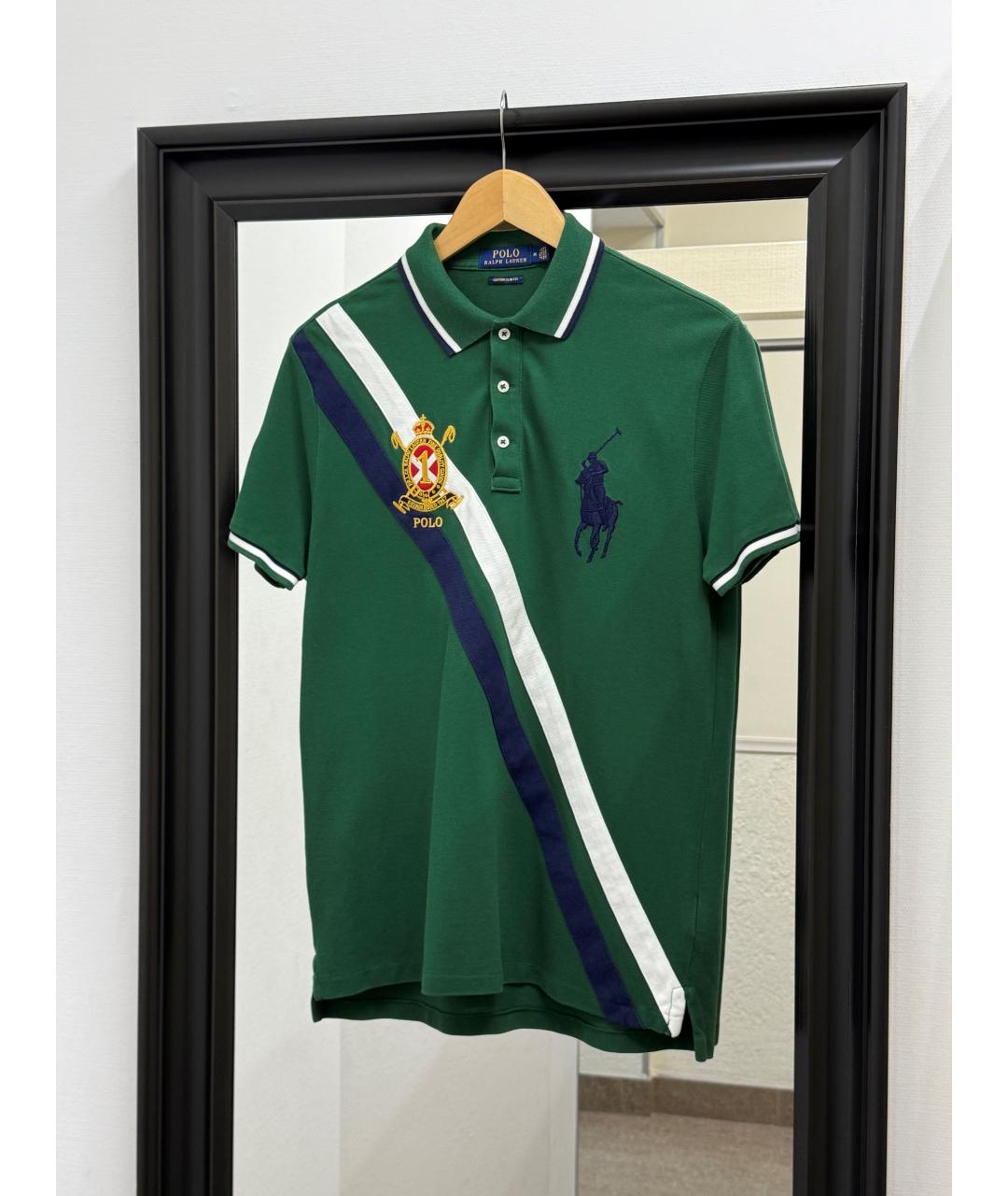 POLO RALPH LAUREN Зеленые хлопковое поло с коротким рукавом, фото 2