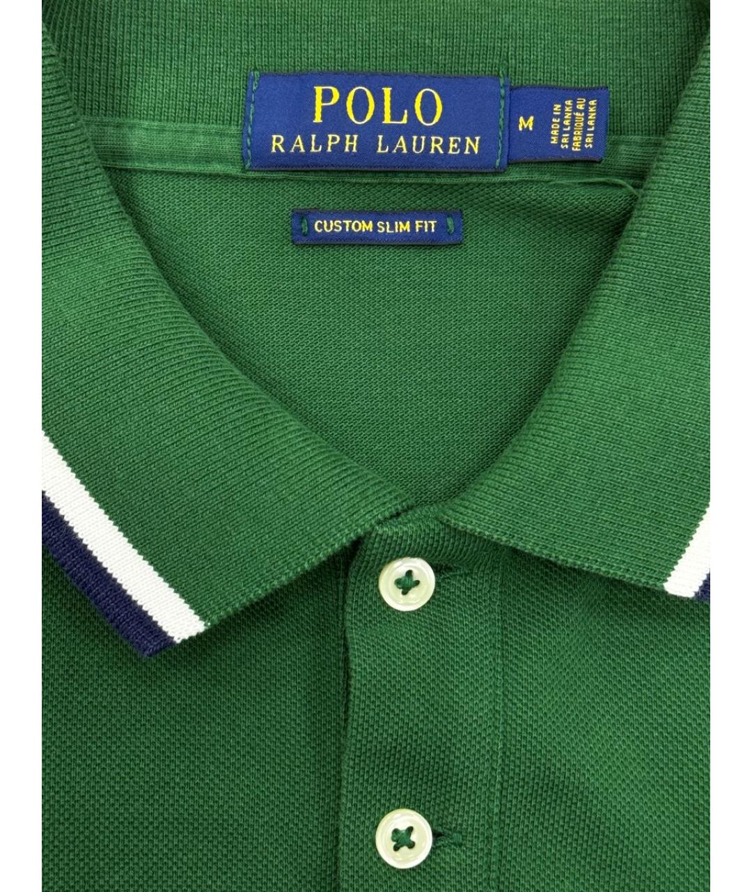 POLO RALPH LAUREN Зеленые хлопковое поло с коротким рукавом, фото 4