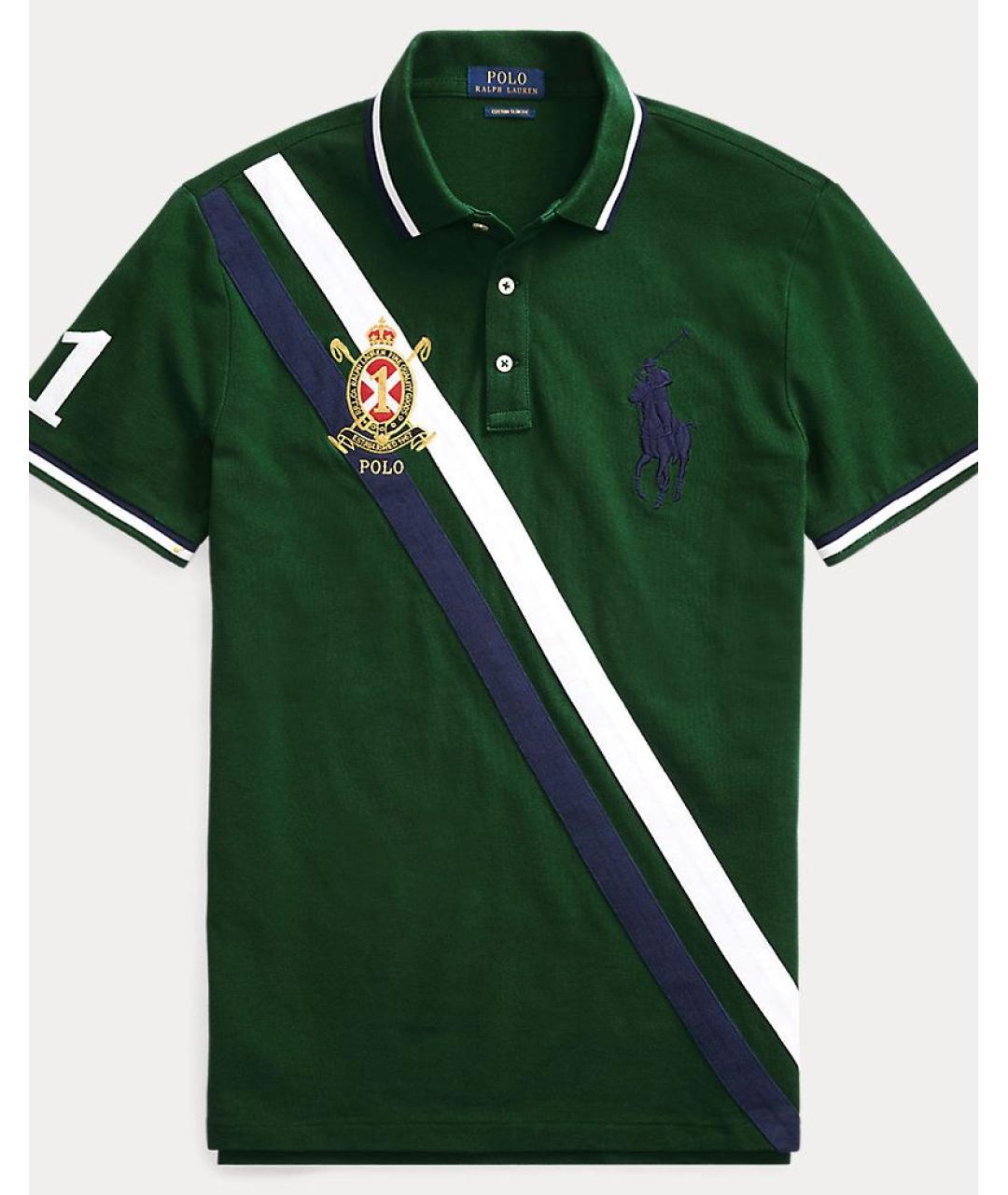 POLO RALPH LAUREN Зеленые хлопковое поло с коротким рукавом, фото 10