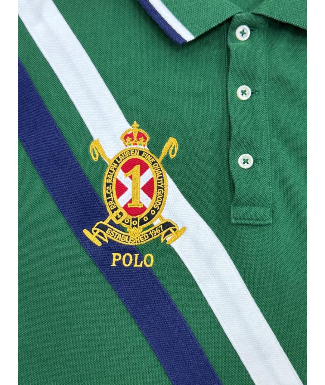 POLO RALPH LAUREN Зеленые хлопковое поло с коротким рукавом, фото 6