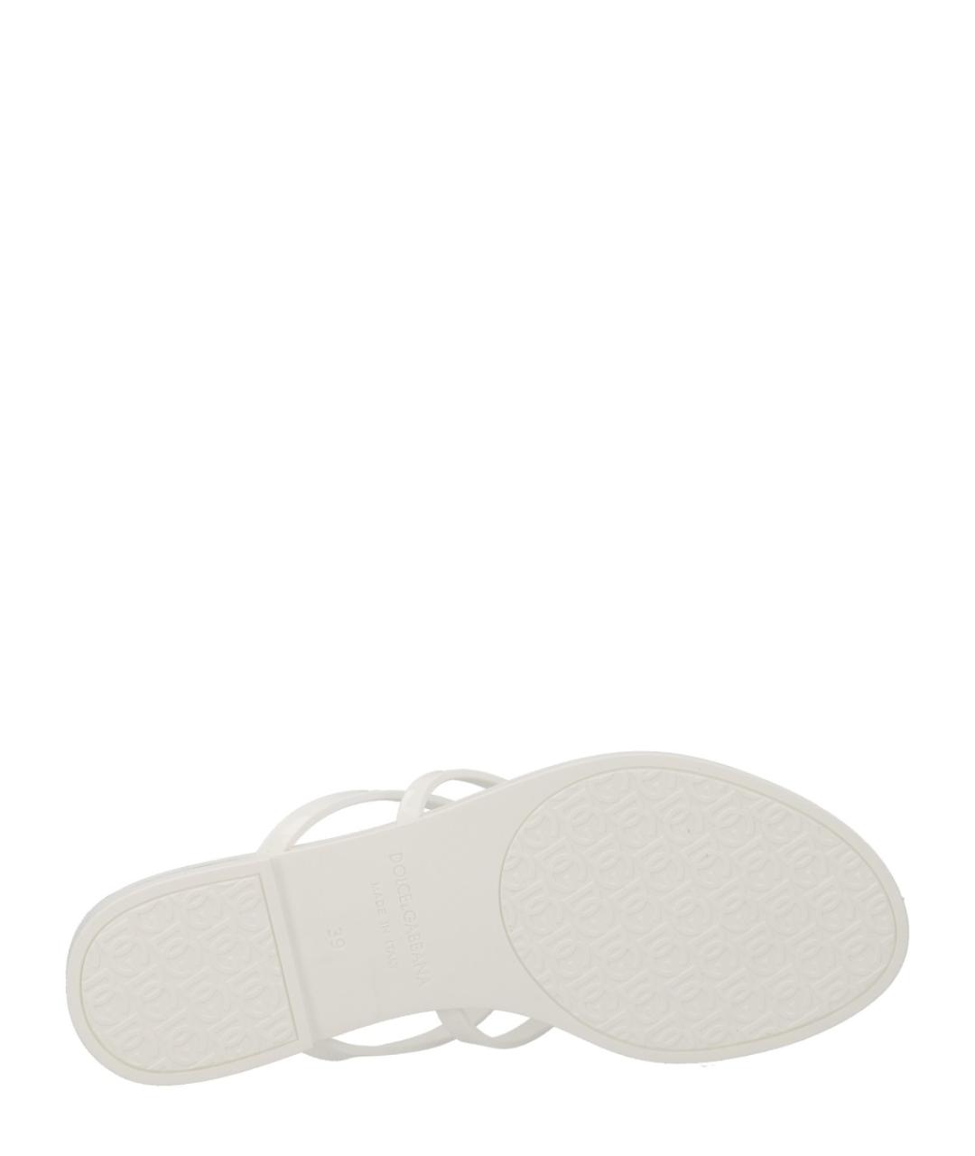 DOLCE&GABBANA Белые резиновые шлепанцы, фото 6
