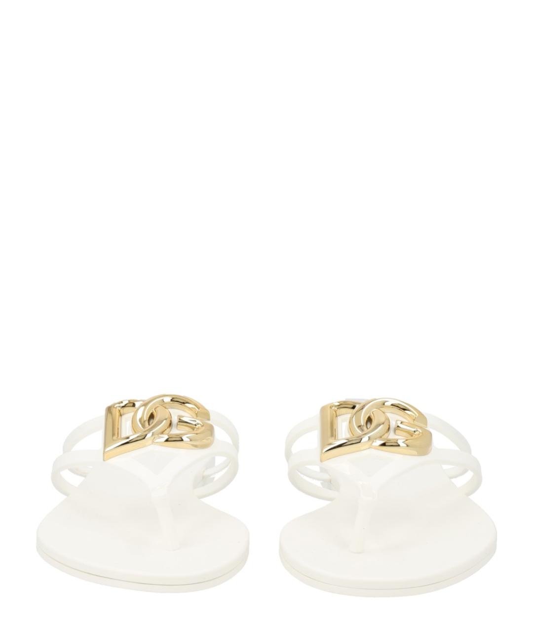 DOLCE&GABBANA Белые резиновые шлепанцы, фото 3