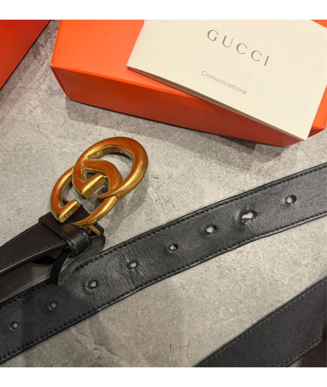 GUCCI Черный кожаный ремень, фото 5