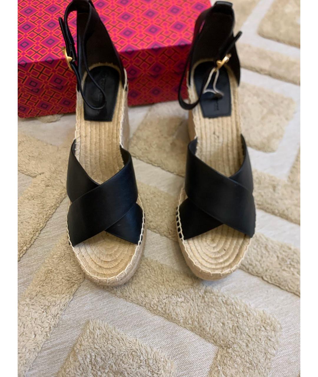 TORY BURCH Черные кожаные босоножки, фото 3