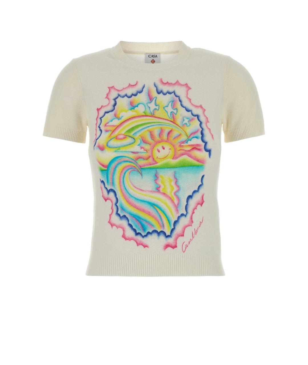 CASABLANCA Бежевая хлопковая футболка, фото 1