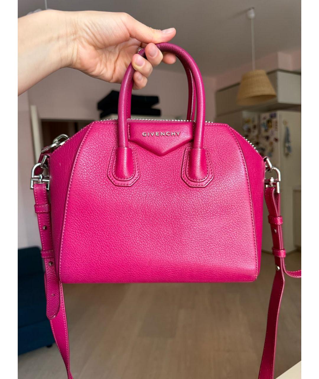 GIVENCHY Розовая кожаная сумка с короткими ручками, фото 5