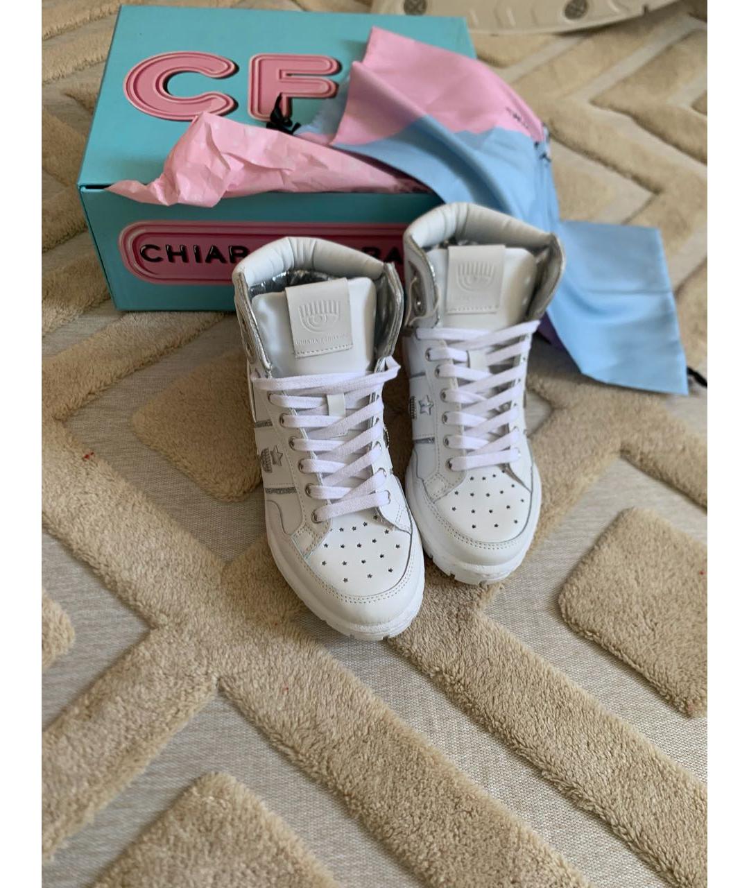 CHIARA FERRAGNI Белые кожаные кроссовки, фото 2