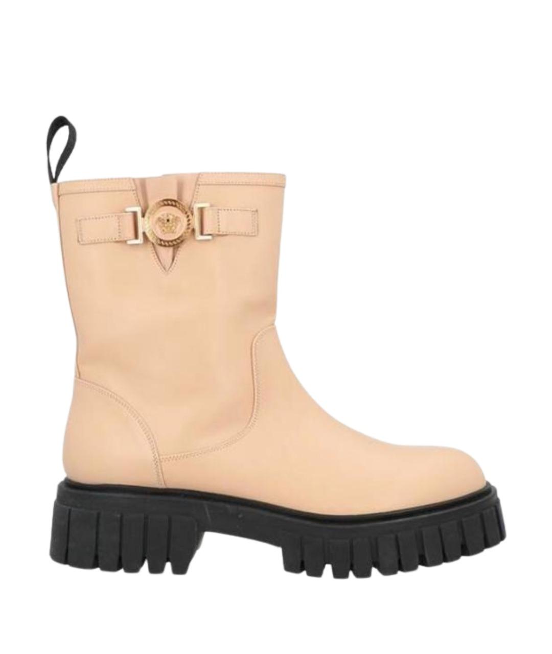 VERSACE Бежевые кожаные ботинки, фото 7