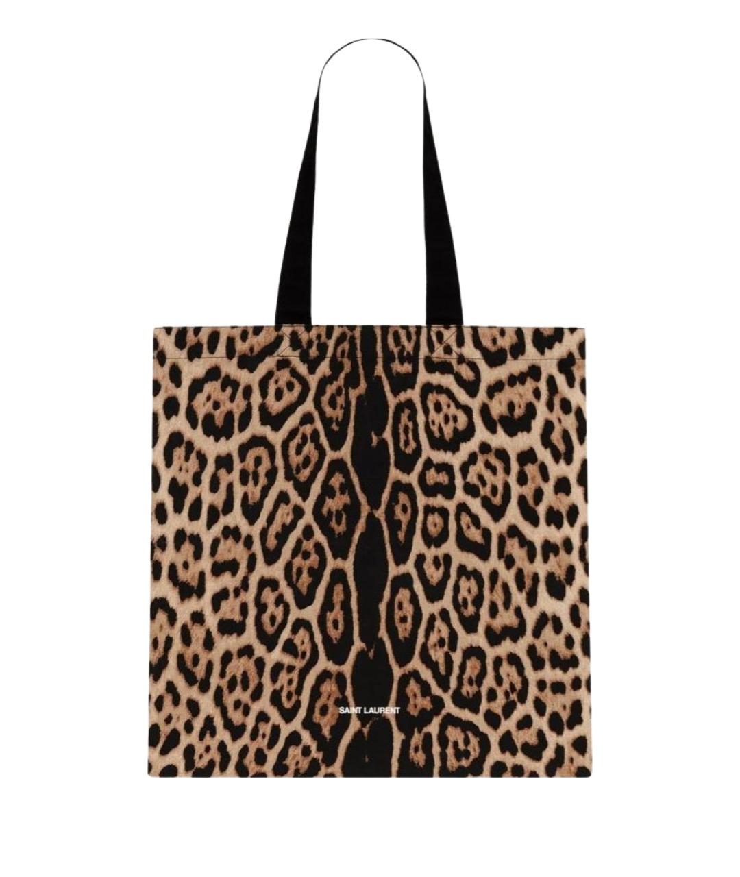 SAINT LAURENT Коричневая тканевая сумка тоут, фото 1