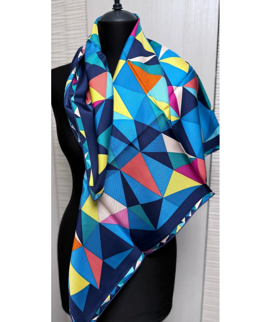 CARTIER Синий шелковый платок, фото 4