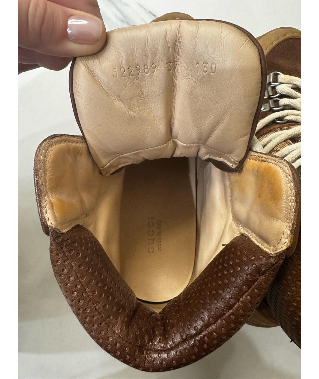 GUCCI Коричневые текстильные ботинки, фото 4