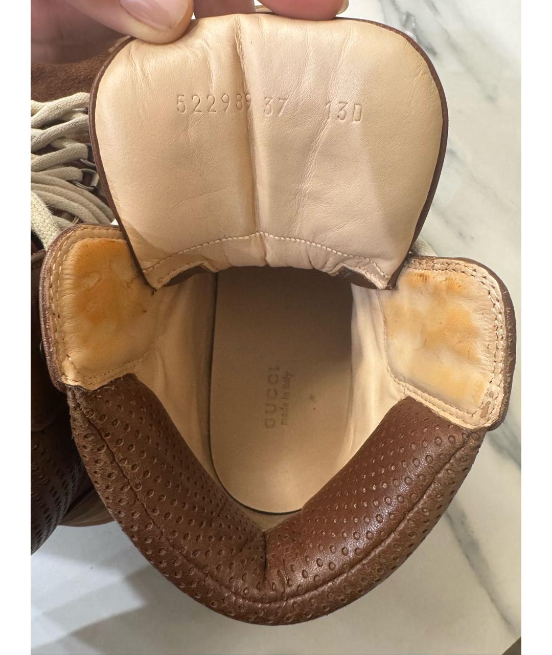 GUCCI Коричневые текстильные ботинки, фото 5