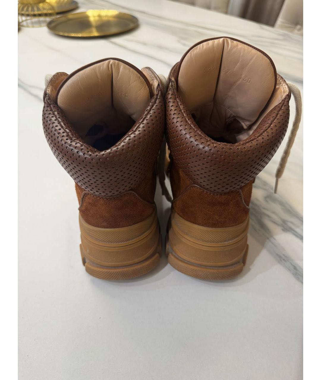 GUCCI Коричневые текстильные ботинки, фото 3