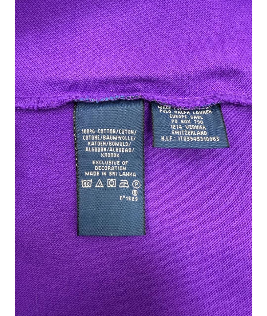 RALPH LAUREN Фиолетовая хлопковая футболка, фото 4