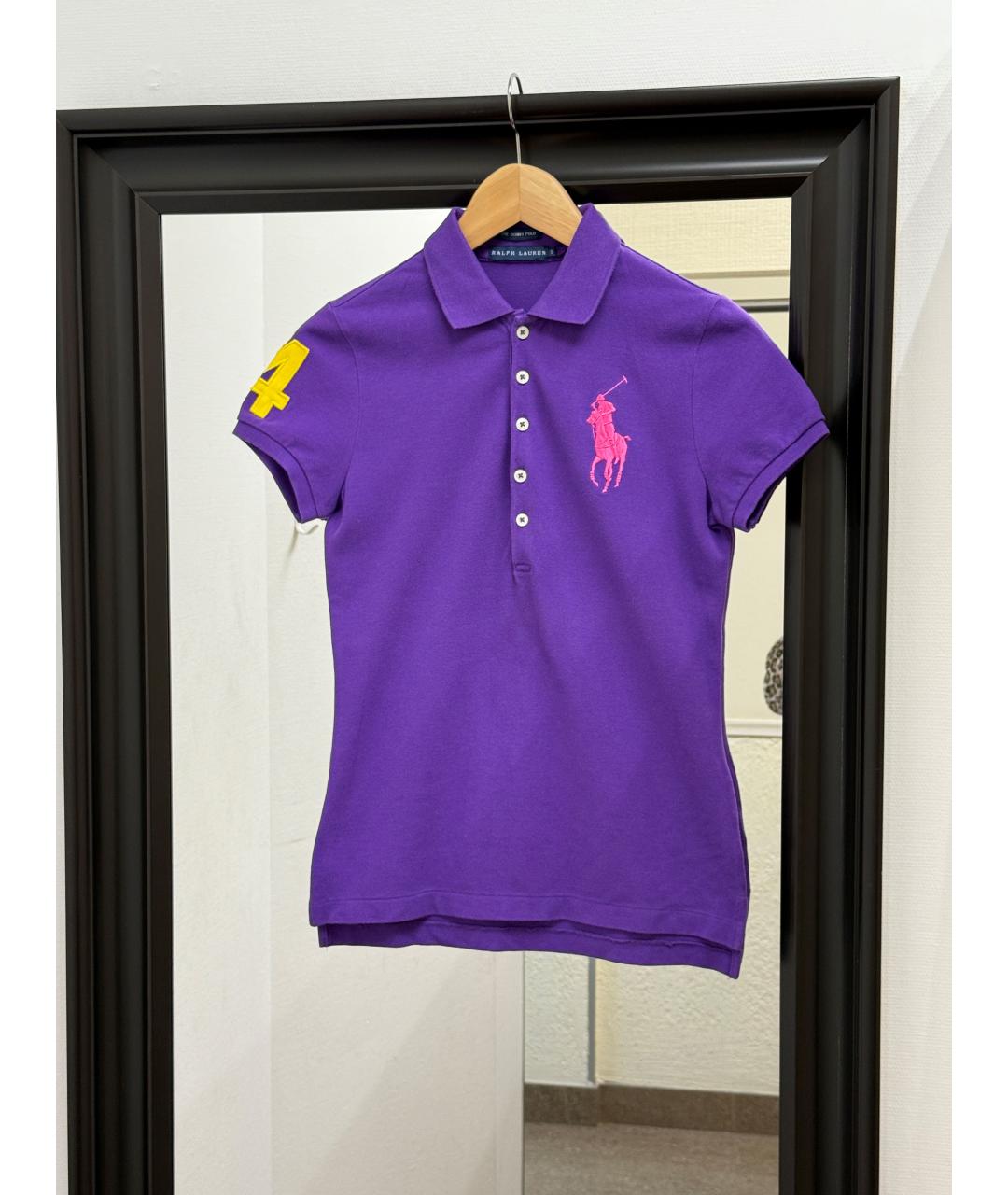 RALPH LAUREN Фиолетовая хлопковая футболка, фото 7