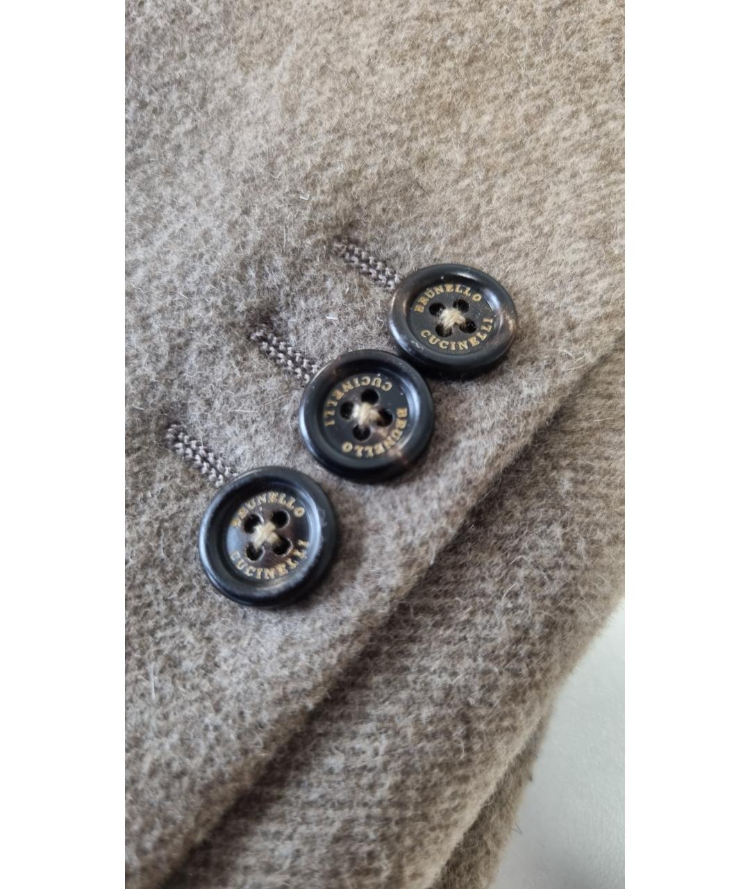BRUNELLO CUCINELLI Бежевое шерстяное пальто, фото 5