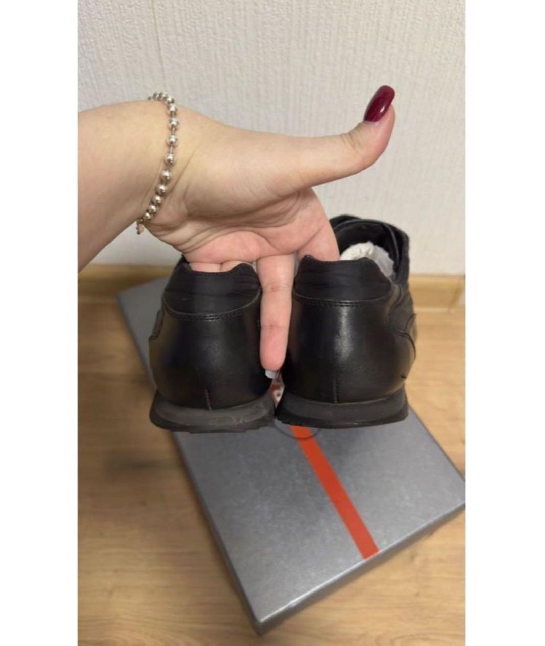 PRADA Черные кожаные низкие кроссовки / кеды, фото 6