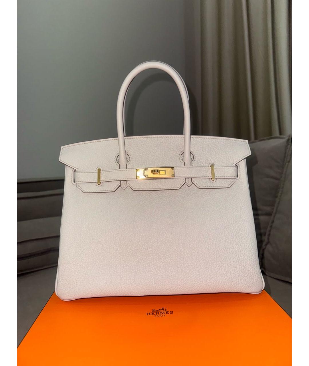 HERMES Белая кожаная сумка с короткими ручками, фото 2
