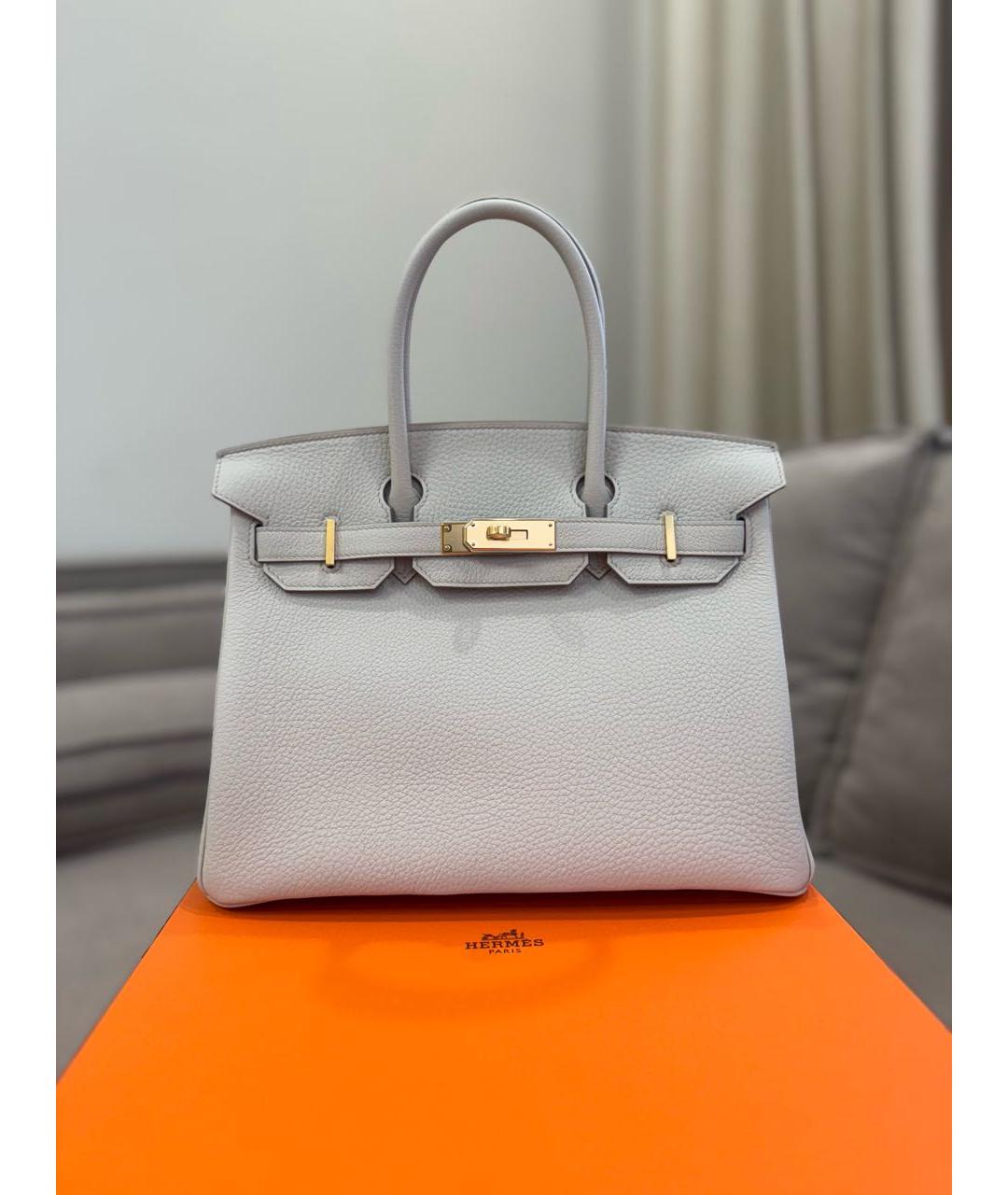 HERMES Белая кожаная сумка с короткими ручками, фото 6