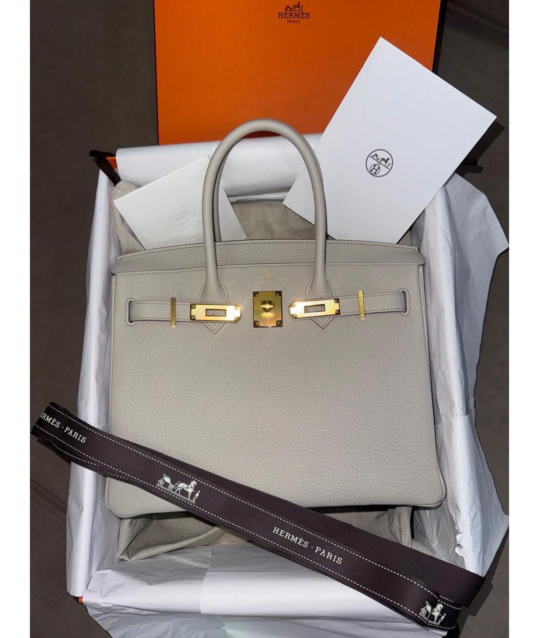 HERMES Белая кожаная сумка с короткими ручками, фото 3