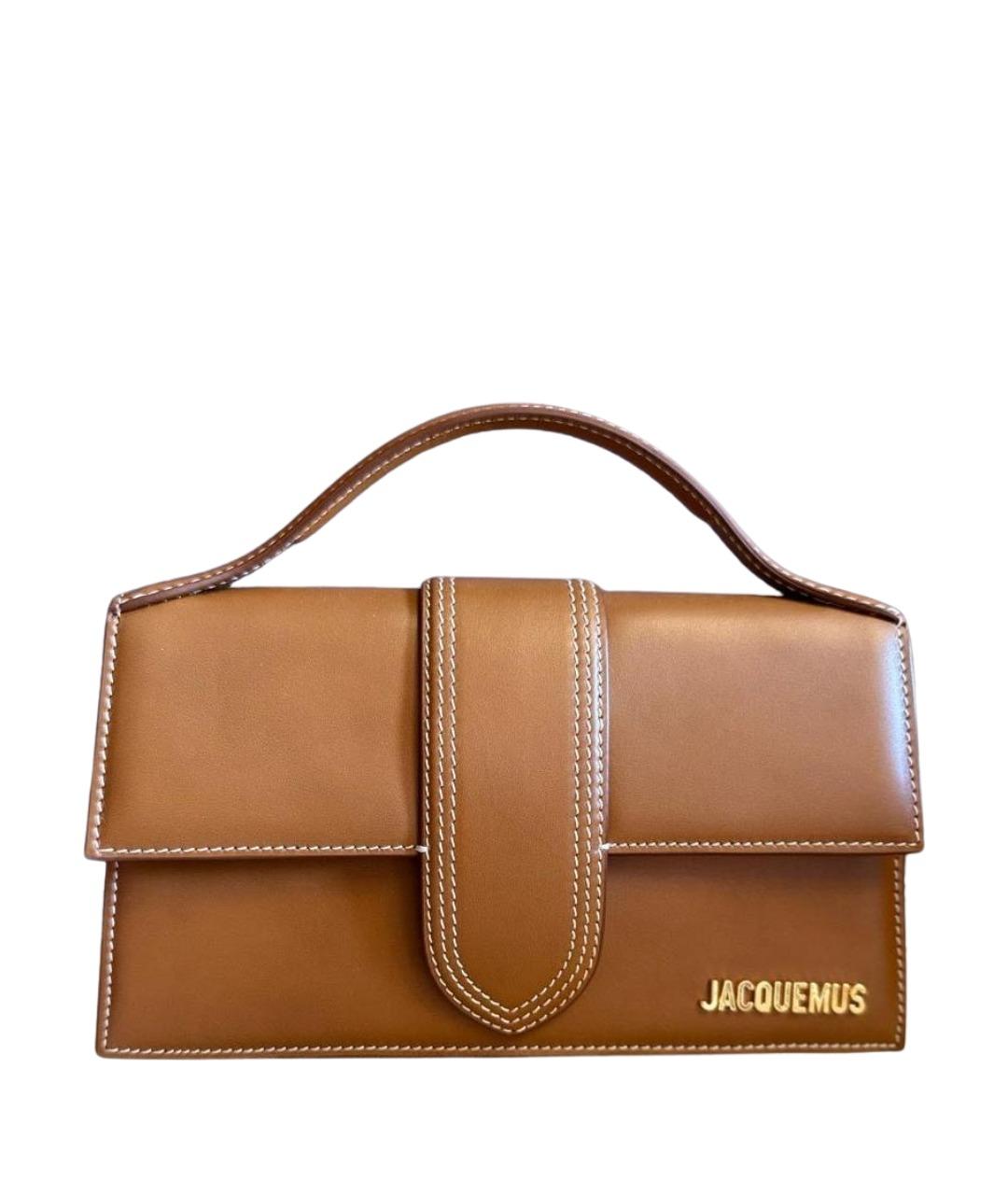 JACQUEMUS Коричневая кожаная сумка с короткими ручками, фото 1