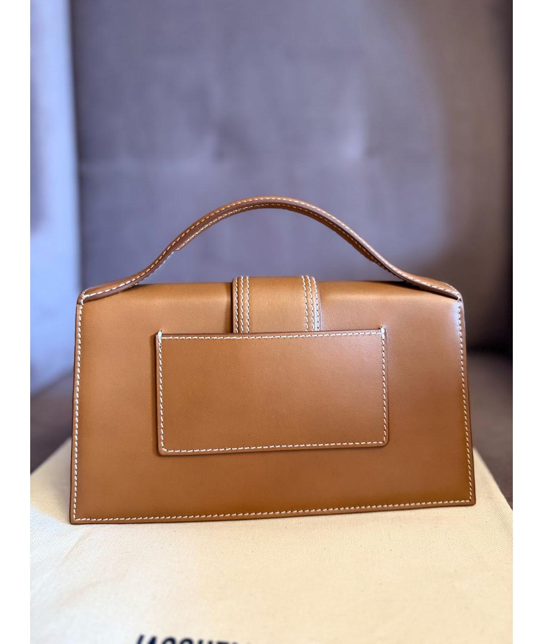 JACQUEMUS Коричневая кожаная сумка с короткими ручками, фото 2