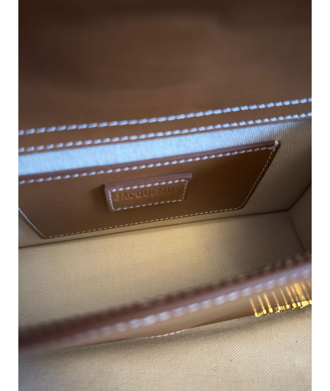 JACQUEMUS Коричневая кожаная сумка с короткими ручками, фото 4