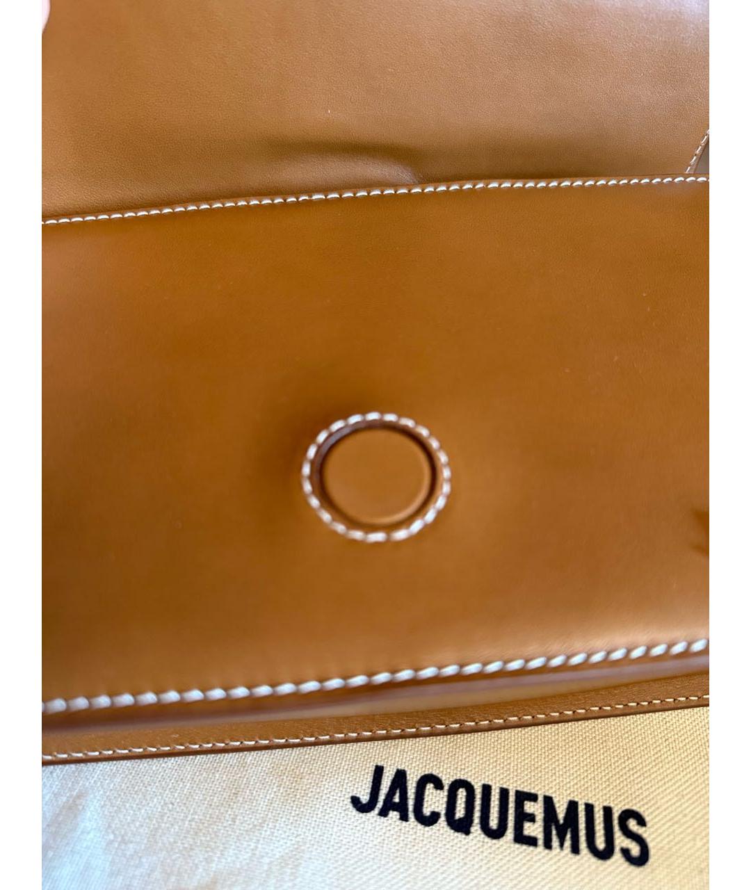 JACQUEMUS Коричневая кожаная сумка с короткими ручками, фото 5