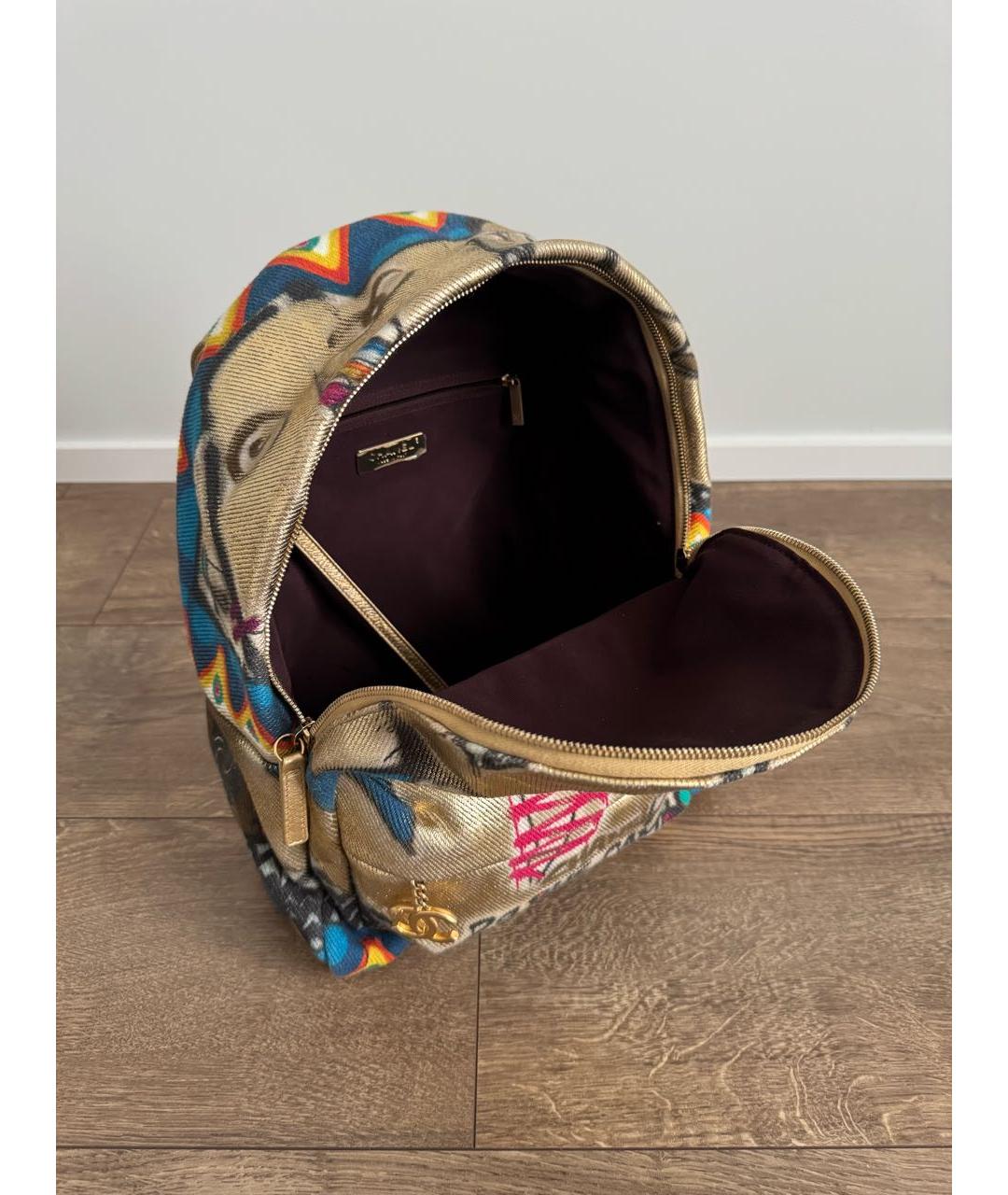 CHANEL Золотой деним рюкзак, фото 7