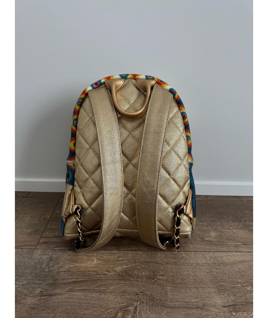 CHANEL Золотой деним рюкзак, фото 5