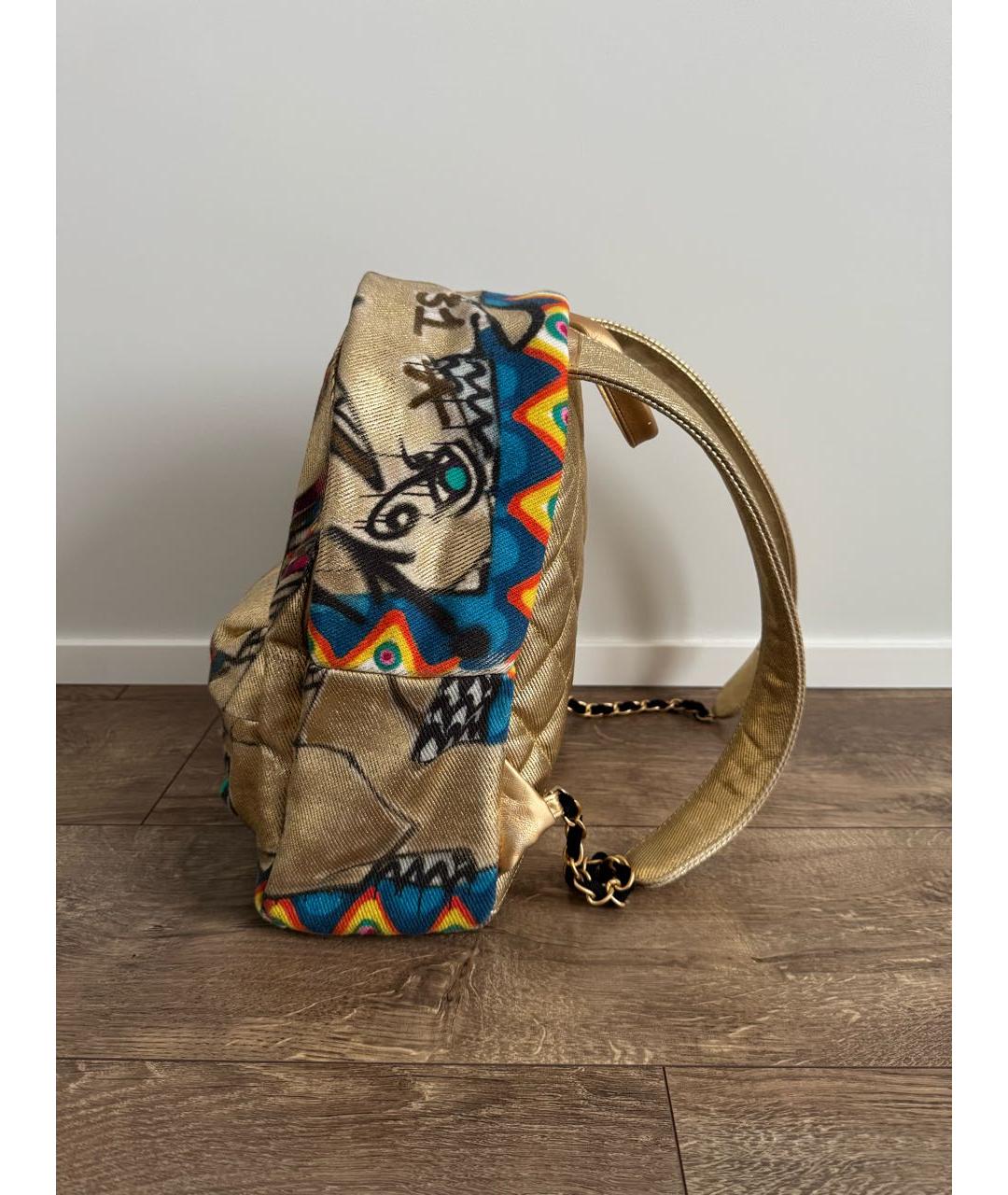 CHANEL Золотой деним рюкзак, фото 4