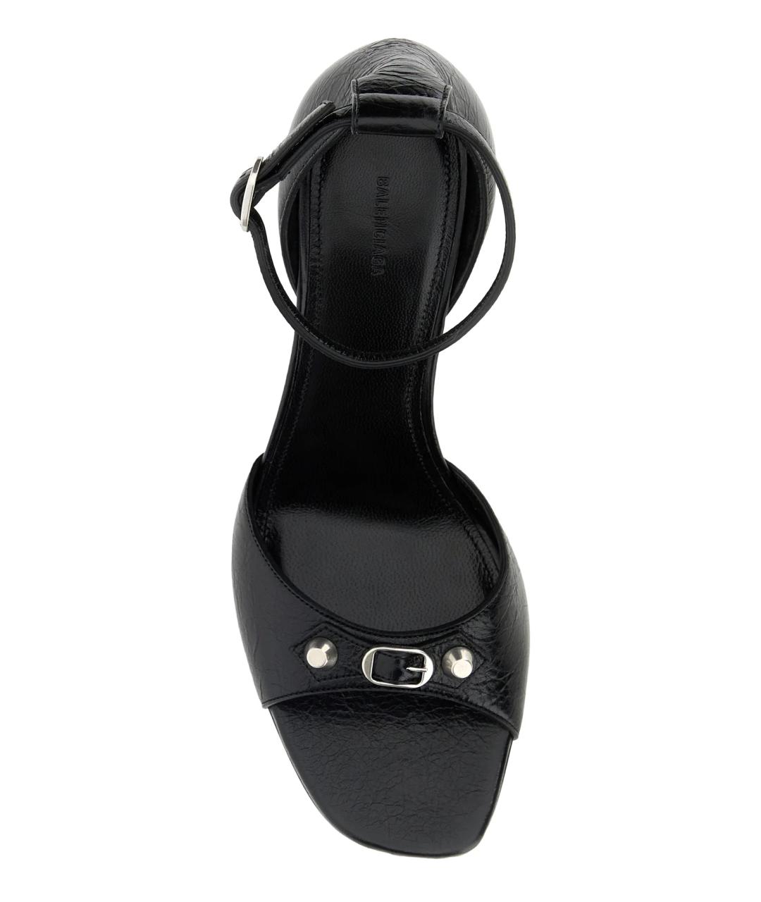 BALENCIAGA Черные кожаные босоножки, фото 4