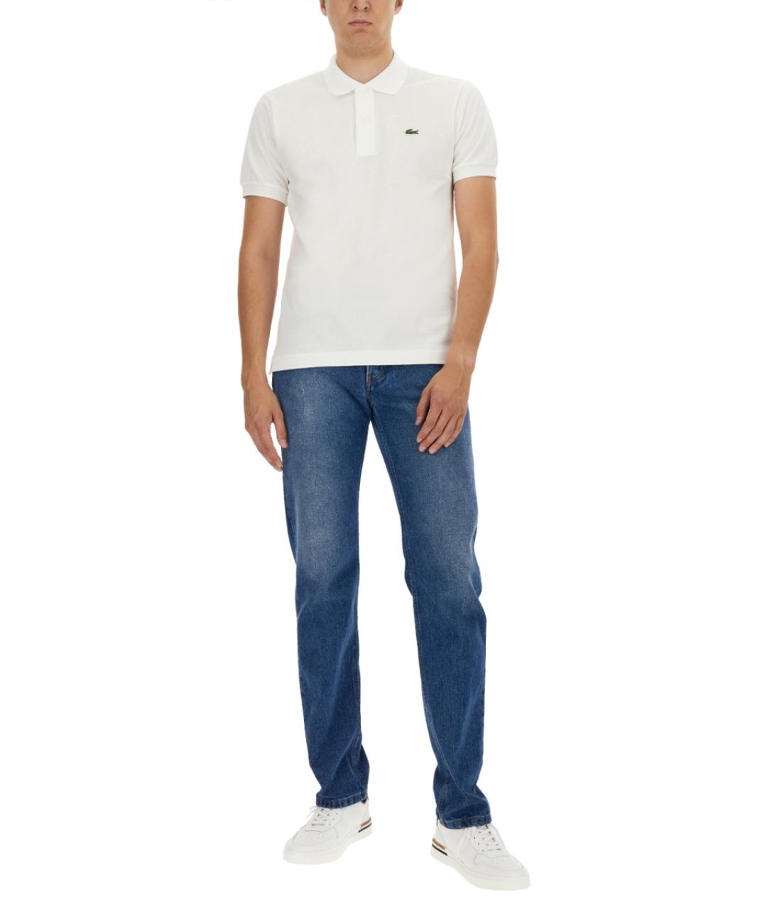 LACOSTE Белое хлопковое поло с коротким рукавом, фото 3