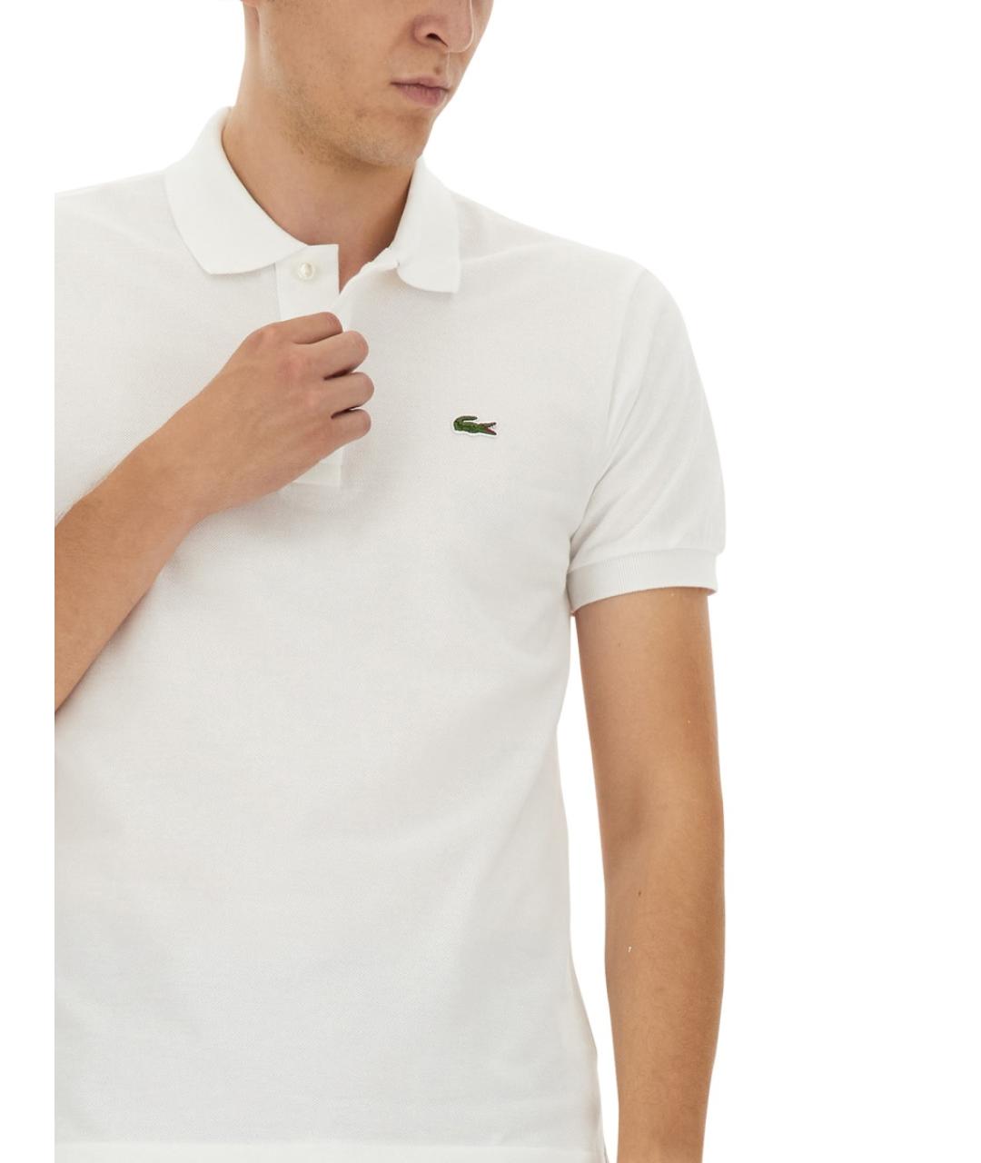 LACOSTE Белое хлопковое поло с коротким рукавом, фото 5